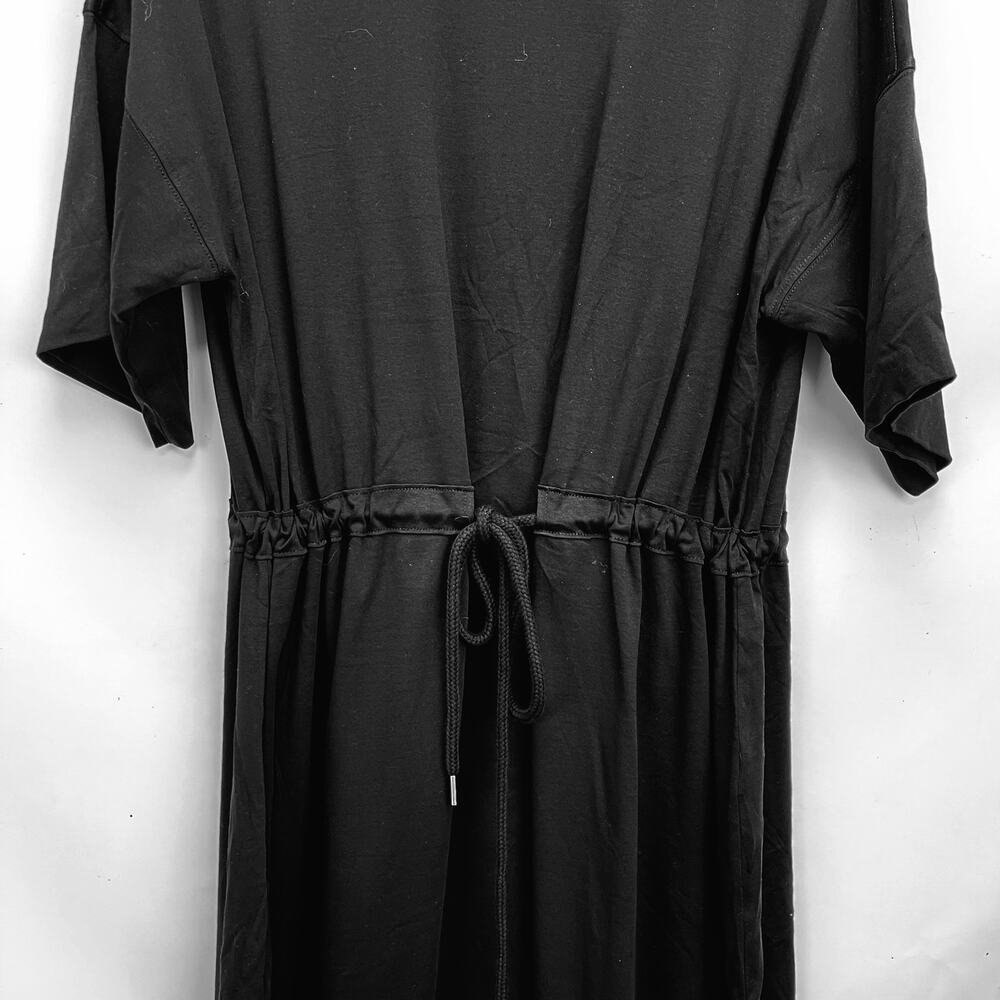 Everlane Womens The Luxe Cotton Tee Dress XXS Black Short Sleeve Tie Front NWT - Picture 5 of 10